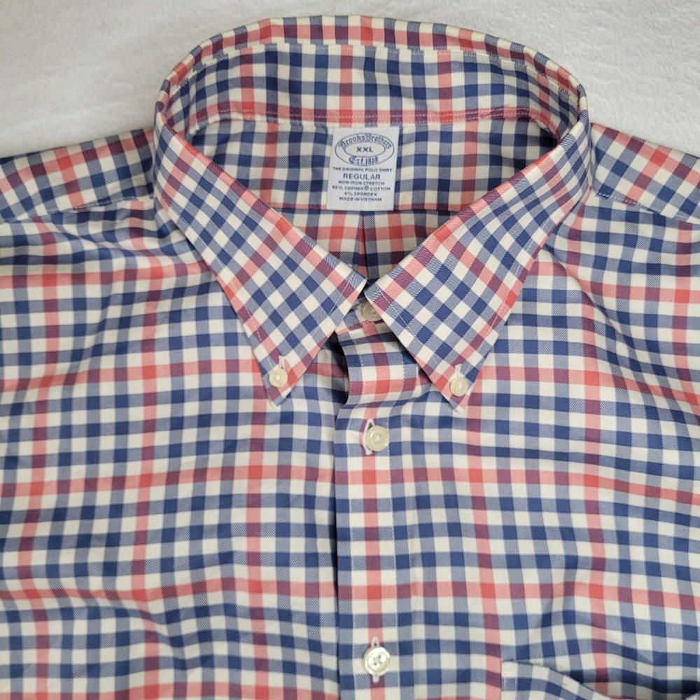 Brooks Brothers Mens XXL Regular Non-Iron Supima Cotton Stretch Check Shirt